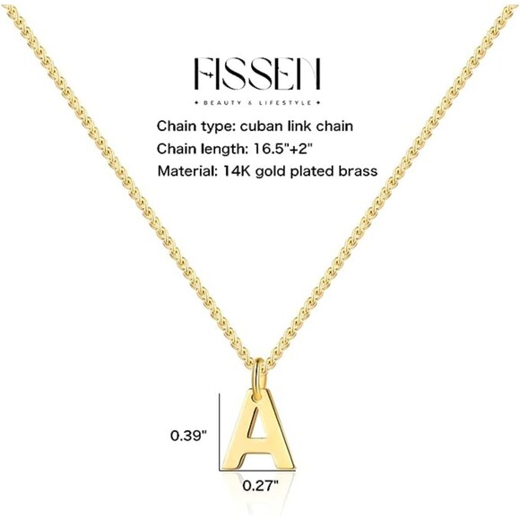 Gold Letter A Dainty 14K Gold Minimalist Necklace - Picture 3 of 6